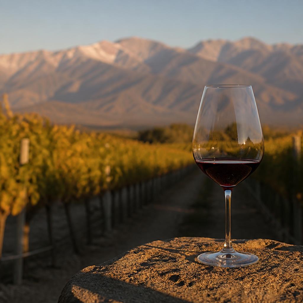 Viñedos de Mendoza con la cordillera de los Andes de fondo